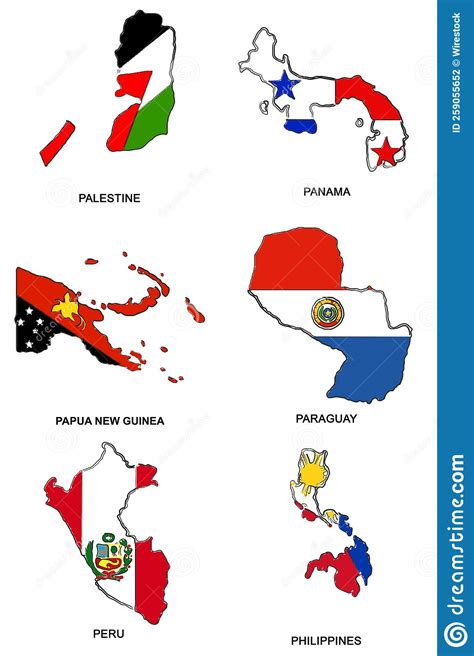 World Flag Map Stylized Sketches 25 Stock Illustration Illustration