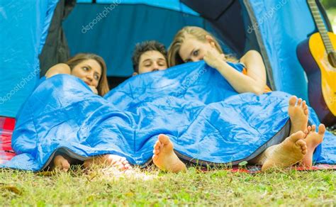 Friends Having Fun On Camping — Stock Photo © Oneinchpunch 55116219