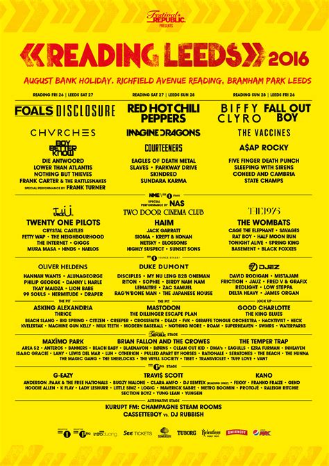 Following prime minister boris johnson's roadmap guidelines, the event's return has been announced. Leeds Festival 2016 Line up