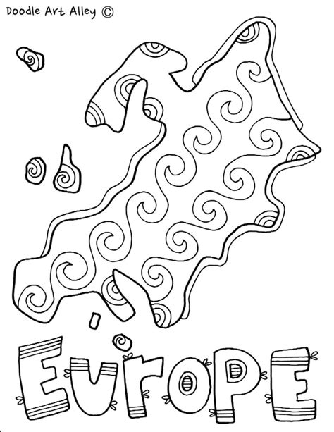 Europe Continent Coloring Page Coloring Pages