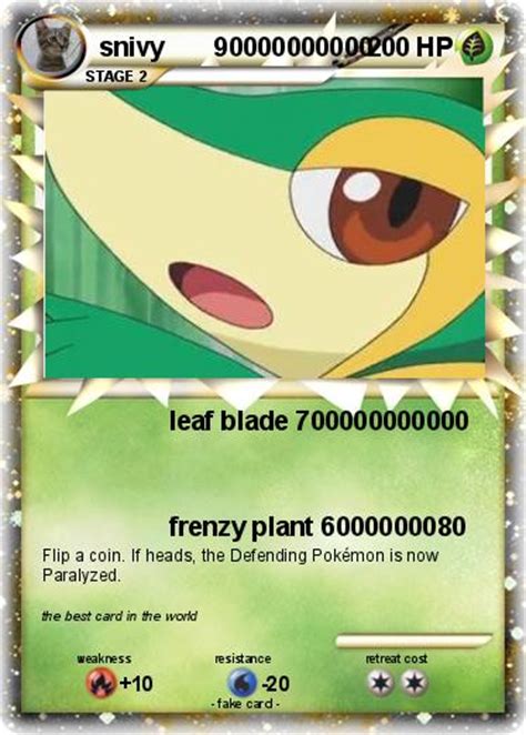 Pokemon cards come in many different types. Pokémon snivy 90000000000 90000000000 - leaf blade 700000000000 - My Pokemon Card