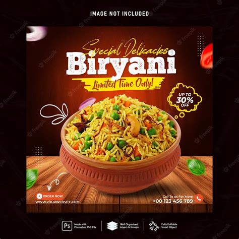 Premium Psd Biryani Food Social Media Banner Post Template