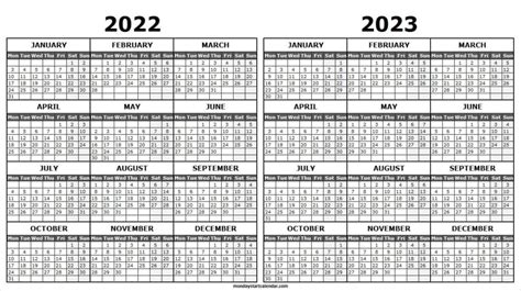 2022 And 2023 Academic Calendar Printable 2 Year