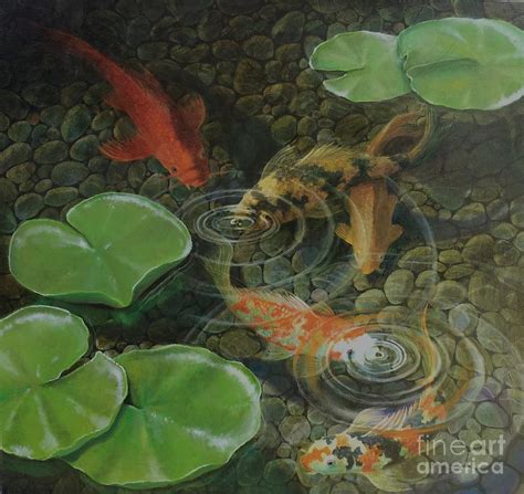 Koi With Lily Pads Painting By Gene Gregorio Fine Art America