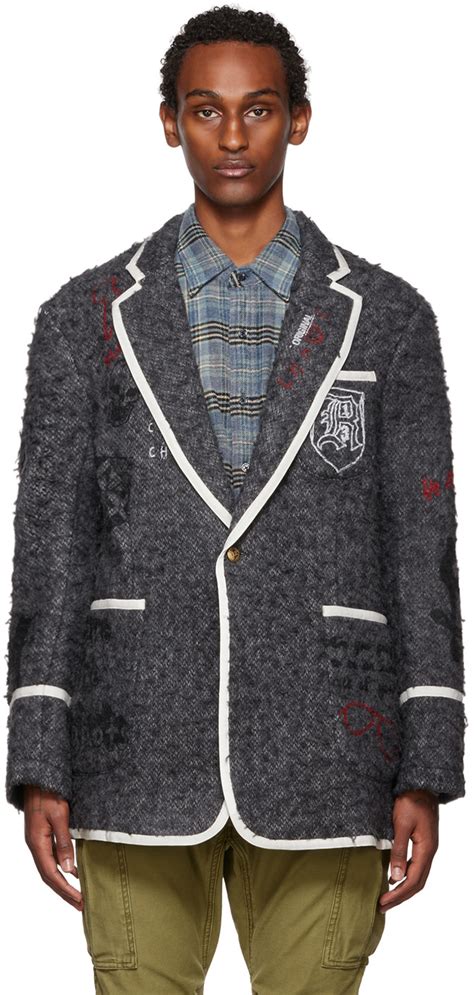 R13 Gray Punk Rowing Blazer R13