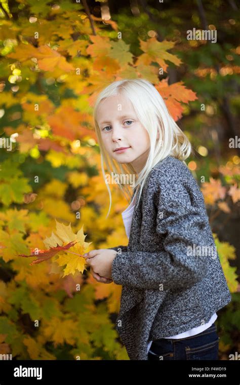 Sweden Vastergotland Lerum Portrait Of Blonde Girl 8 9 With Stock