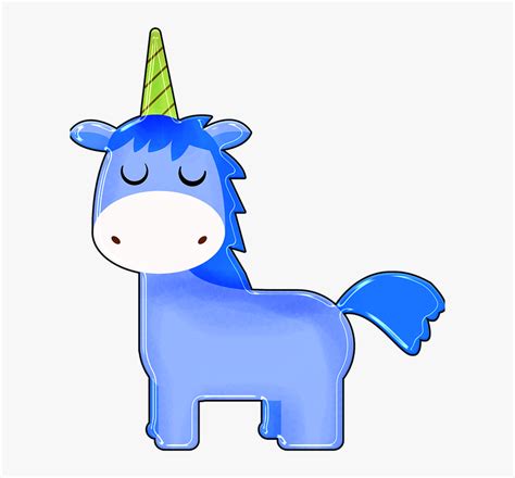 Unicorn Cartoon Blue Boy Unicorn Happy Colorful Blue Unicorn