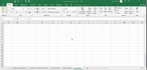 Datepicker Excel