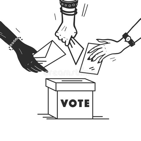 Vector Vote Illustration With Human Hands Voting Bulletin And Voting