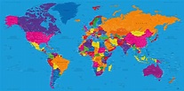 Mappa Del Mondo Poster Geografico Carta Lucida Laminata Misura 850 Mm X ...