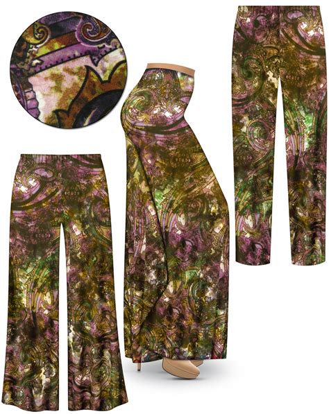 sale customizable plus size purple paisley slinky print palazzo pants tapered pants sizes l