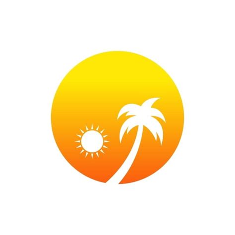 Gambar Vektor Desain Logo Pantai Clipart Cerah Pantai Pulau Png Dan