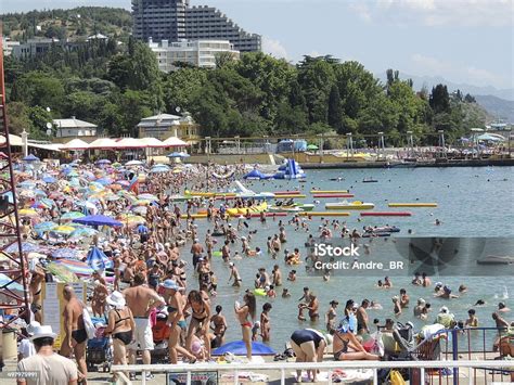 Crowded Beaches In Crimea Stock Photo Download Image Now Bathtub