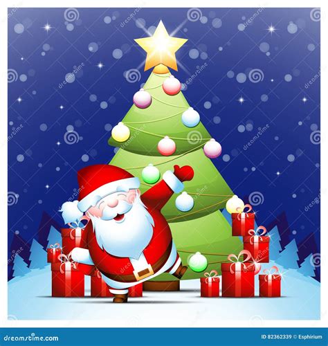 Santa Claus Into Christmas Winter Scene Stock Vector Illustration Of