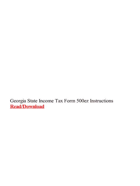 Fillable Online Georgia State Income Tax Form 500ez Instructions Fax