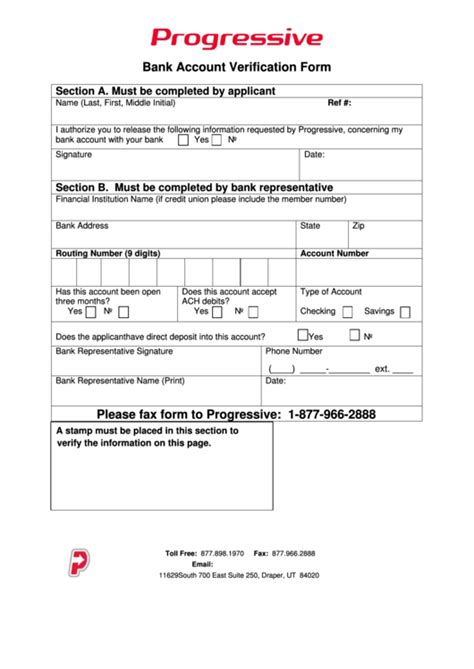 bank account verification form printable