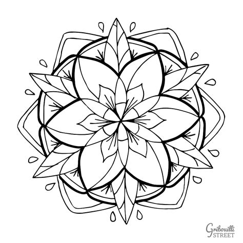 Élément de zentangle dessin main noir et blanc mandala. Mandala printemps | Mandala, Fleurs printemps, Coloriage