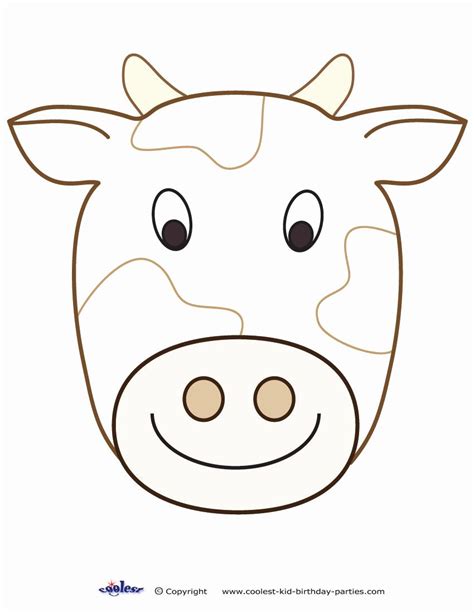 Animal Face Mask Coloring Pages For Kids Pdf Cow Mask Cow Craft