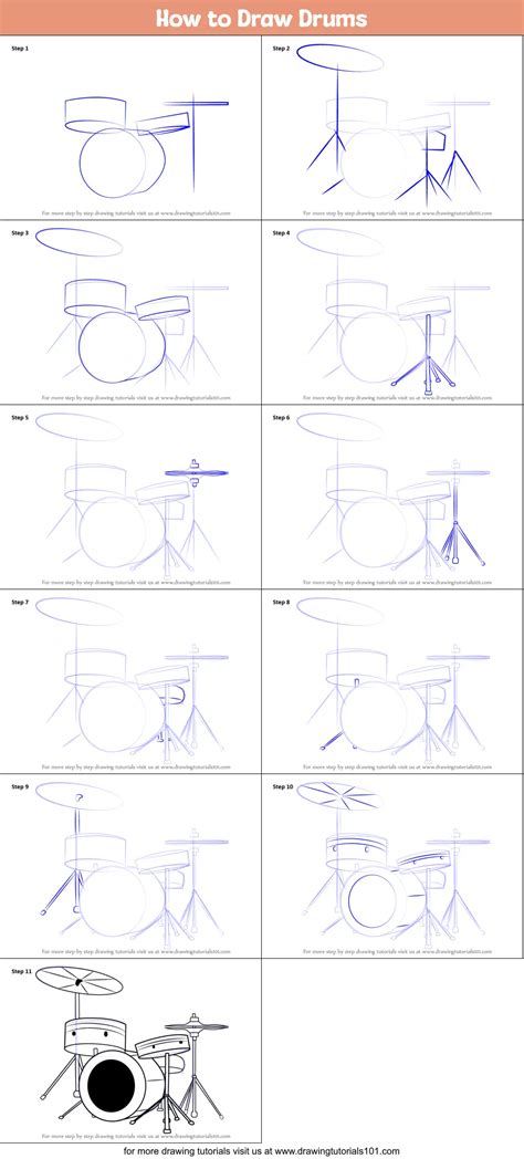 How To Draw Drums Printable Step By Step Drawing Sheet