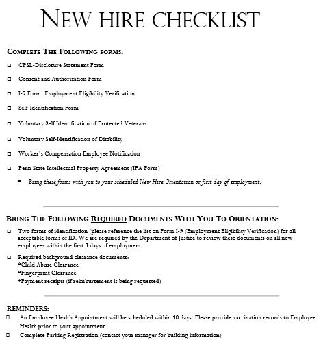 25 Free New Hire Checklist Templates And Forms Excel Word Best