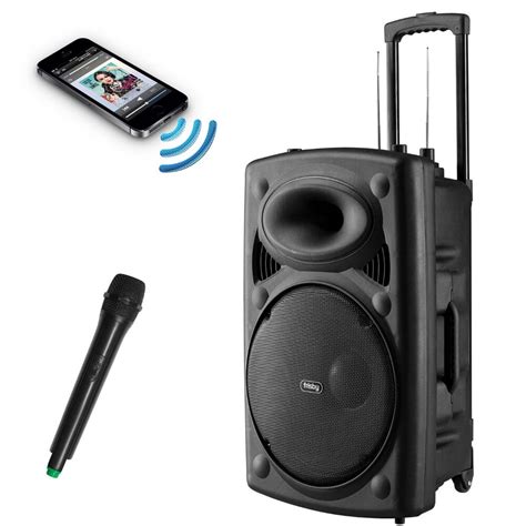 Bluetooth speaker with microphone available on the site are effective and loud enough for both indoor and outdoor events and are operated through either battery or charged electronically. FS-4060P Portable Rechargeable Bluetooth Karaoke PA ...