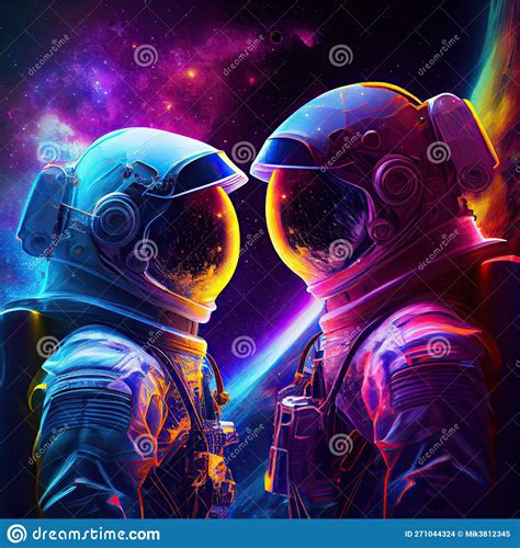 Astronaut Couple In Deep Space Stock Illustration Illustration Of