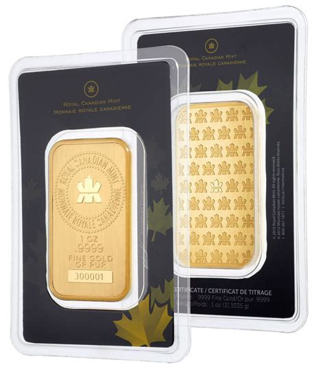 1oz Gold Bar Royal Canadian Mint Rcm 9999 Fine In Assay Gold Bar