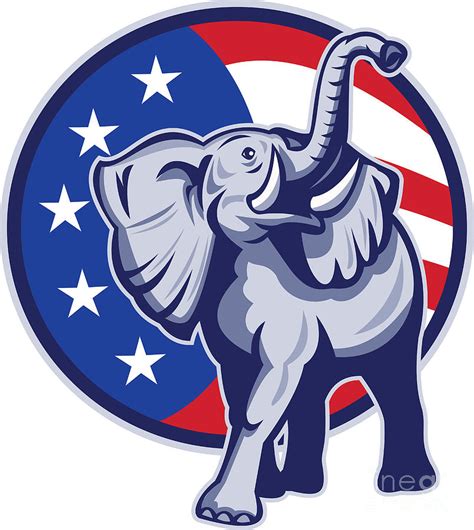 Republican Elephant Mascot Usa Flag Digital Art By Aloysius Patrimonio