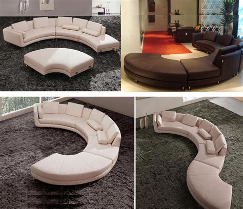 White Leather Curved Sectional Sofa Leather Sofa