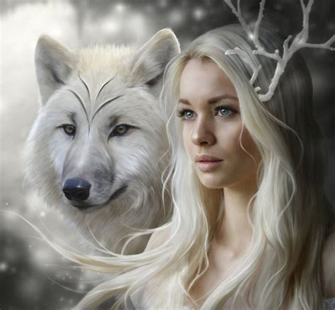 Wolf Girl Cross Paintings Fantasy Art