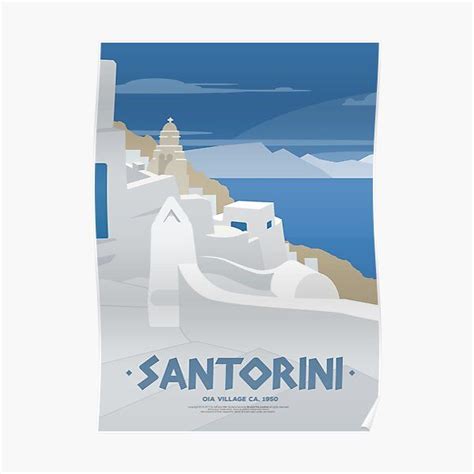 A Vintage Style Illustration Of Oia Village In Santorini Greece As It