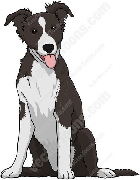 Black And White Border Collie Puppy Cartoon Clipart Year Of The Dog