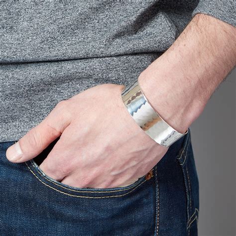 Wide Sterling Silver Cuff Bracelet For Men By Hersey Silversmiths