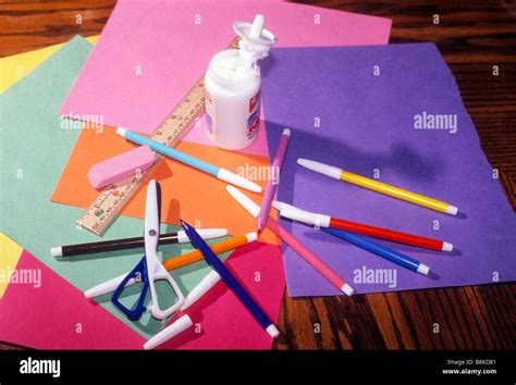 Assortment Art Craft Supply Supplies Scissor Paper Paint Pen Pencil