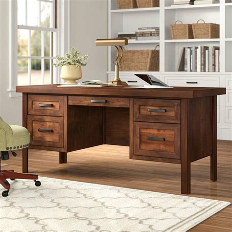 Three Posts Pooler Solid Wood Executive Desk And Reviews Wayfairca