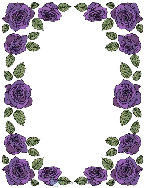 Printable Purple Rose Page Border