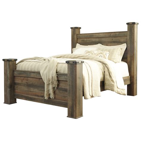 Signature Design By Ashley Trinell Rustic Look Queen Poster Bed Rooms