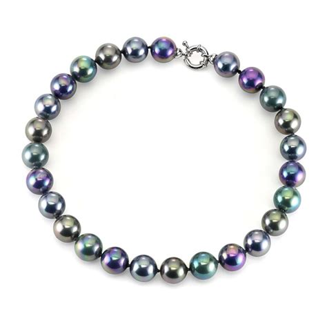 Tahitian Multi Pearl Necklace Platinum Plated Joia De Majorca