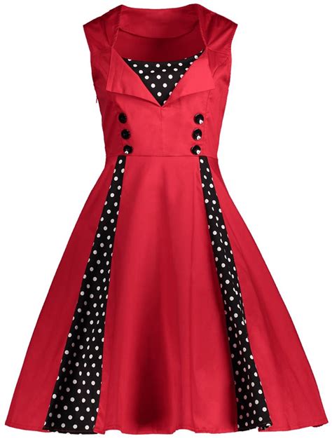 Rosegal Prom Dresses Vintage Polka Dot Retro Dress Red Dress Maxi