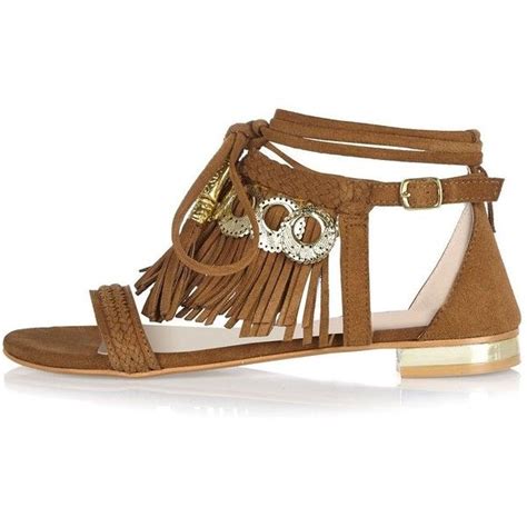 River Island Tan Brown Leather Fringed Sandals 90 Liked On Polyvore