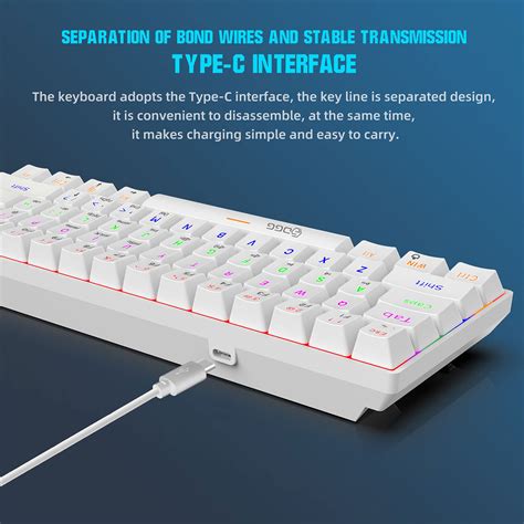 Dgg 60 Mechanical Gaming Keyboard Wired Portable Ergonomic Design Rgb