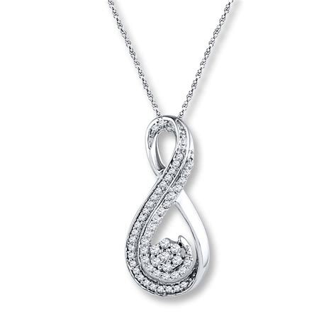 Diamond Infinity Necklace 14 Ct Tw Round Cut Sterling Silver Kay