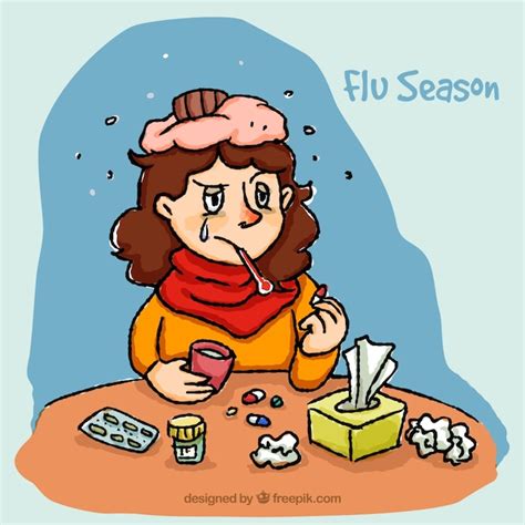 Cartoon Girl Ill Of Flu Vector Premium Download