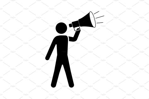 A Man With A Megaphone Icon Black Pre Designed Photoshop Graphics