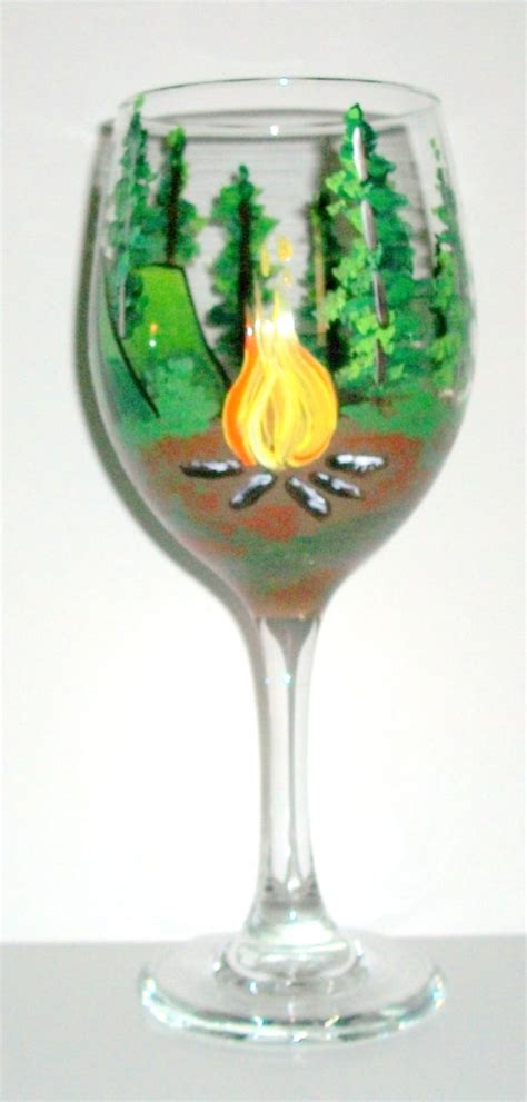Camping Theme Stemless Wine Glasses Made By Sharonscustomartwork