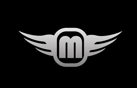 M Alphabet Letter Logo For Business And Company With Wings And Black