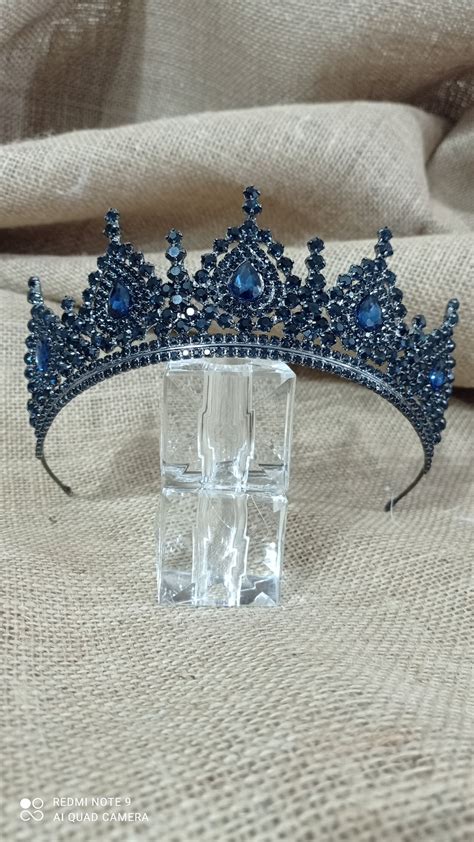 Navy Blue Bridal Tiarawedding Tiara Swaroski Tiaracrystal Etsy