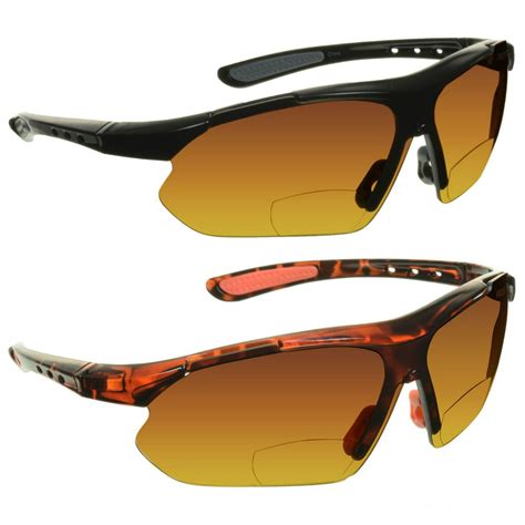 Prosport Bifocal Reading Sunglasses Mens 2 Pairs With High Definition Blue Blocking Amber Lens
