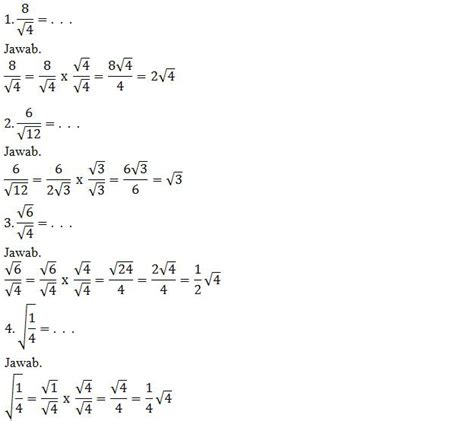 Merasionalkan Penyebut Pecahan Bentuk Akar Beserta Contoh Anto Tunggal
