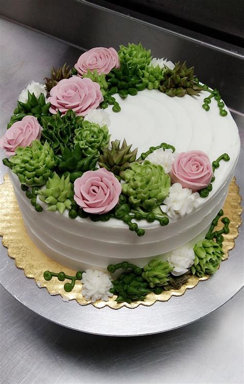 Oc This All Buttercream Succulent Cake I Made Succulent Cake Cake Decorating Designs Cake